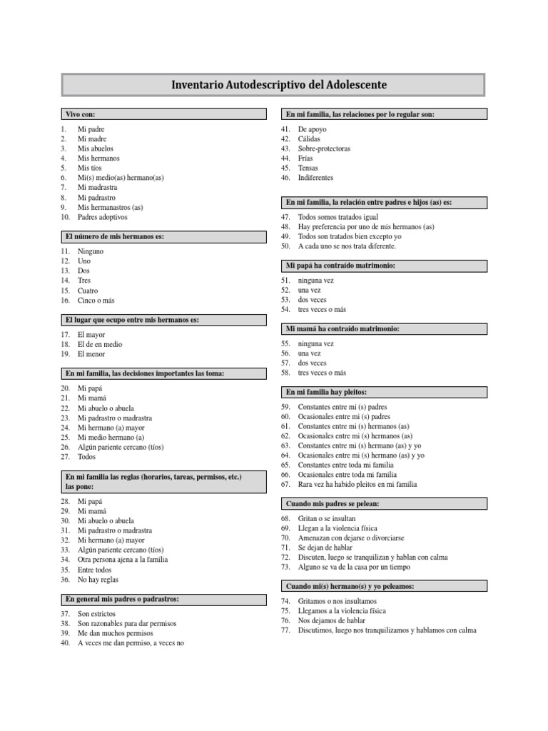 Cuadernillo Inventario (IADA) (Form. Alt.) | PDF | Ciencias de la Salud ...
