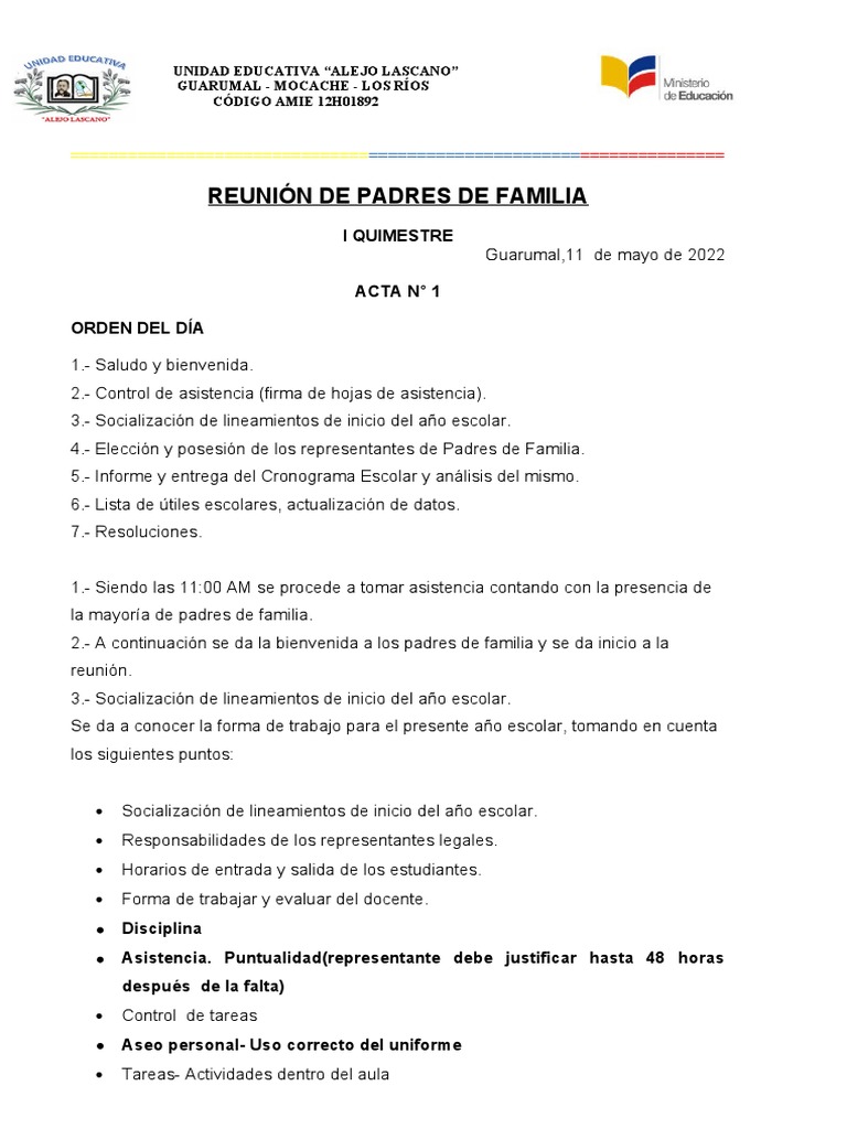 Actas de Reuniones de PP - FF | PDF | Salud y bienestar