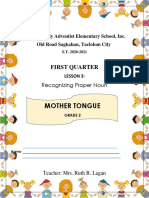 Mother Tongue: First Quarter
