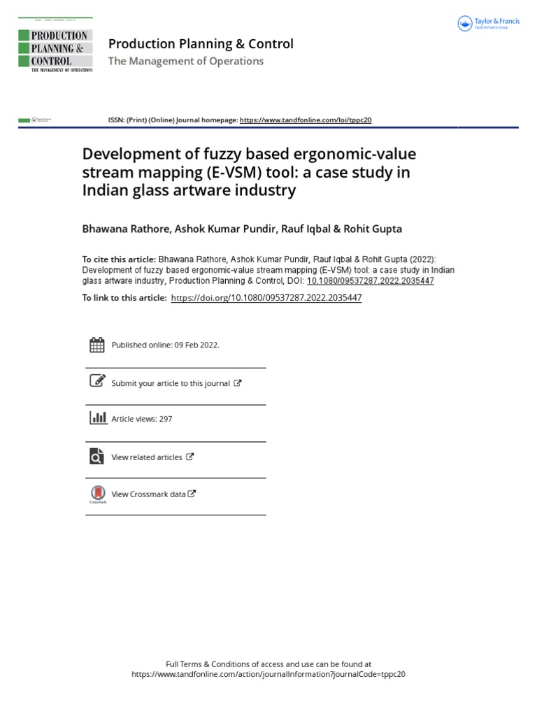 Fuzzy Ergonomic-Value Stream Mapping Tool | PDF | Human Factors And ...