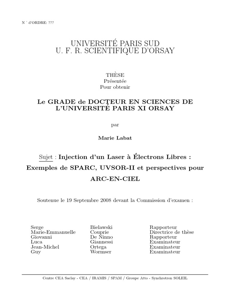 Injection Laser à Électrons Libres | PDF | Accélérateur de particules ...