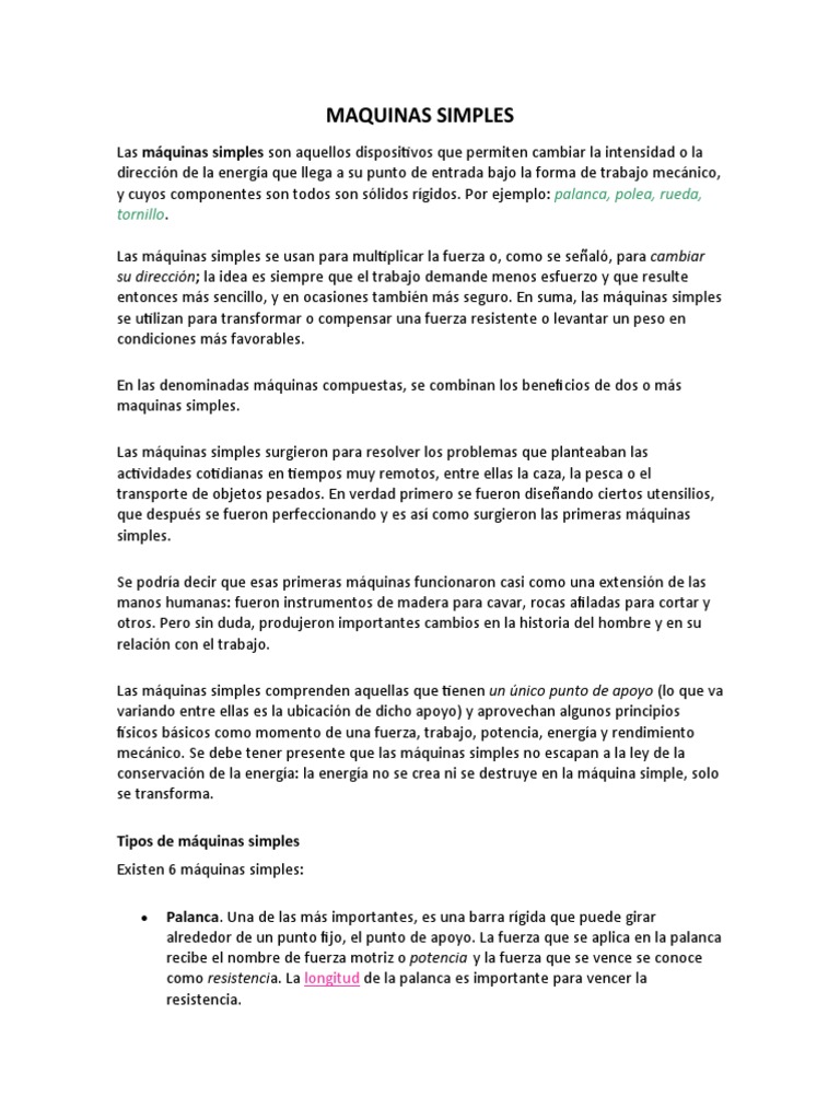 Maquinas Simples Pdf Máquinas Palanca