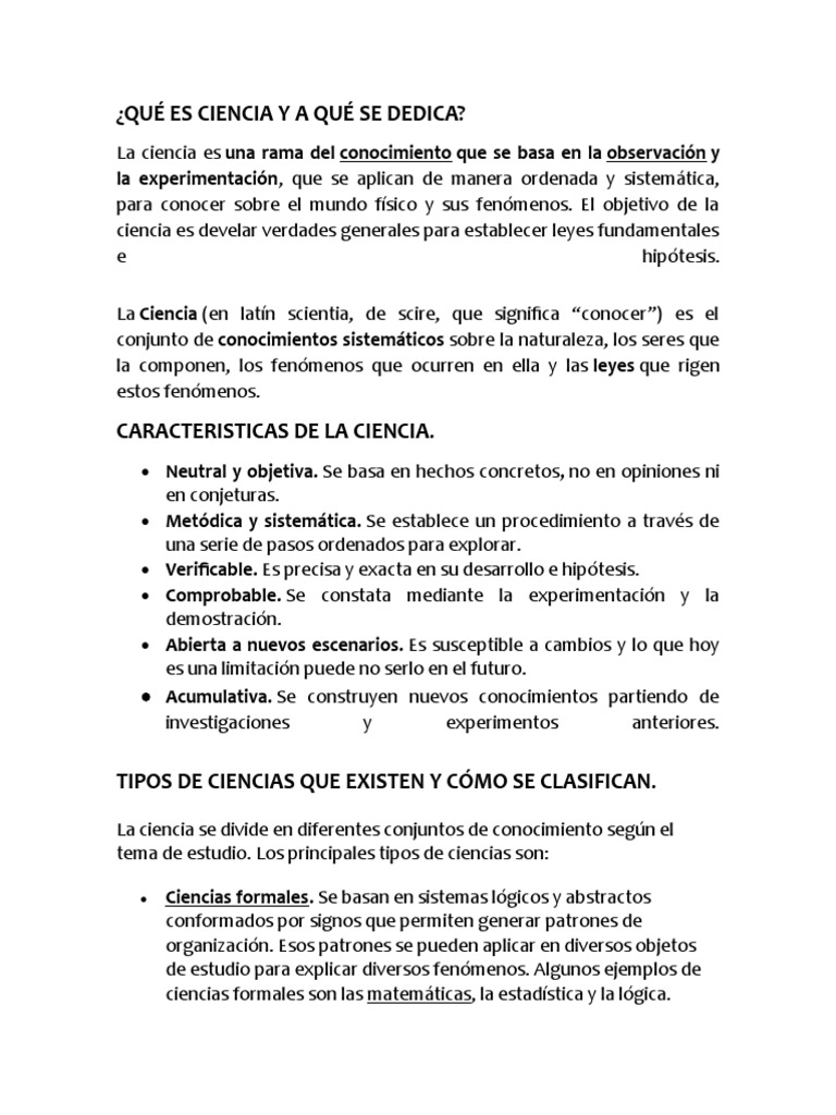 Qu es ciencia y a qu se dedica pdf science experimentar