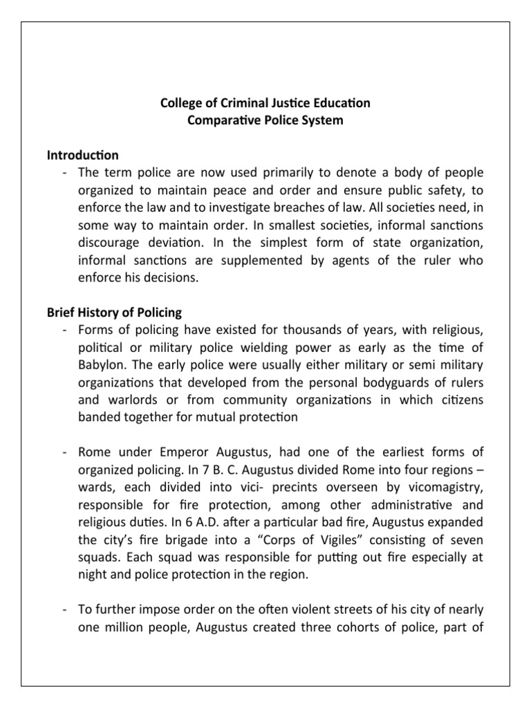 Comparative Police System P1 Pdf Police Legal Action