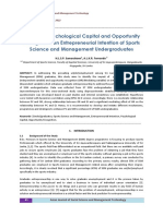 Impact of Psychological Capital and Opportunity Recognition On Entrepreneurial Intention of Sports Science and Management Undergraduates