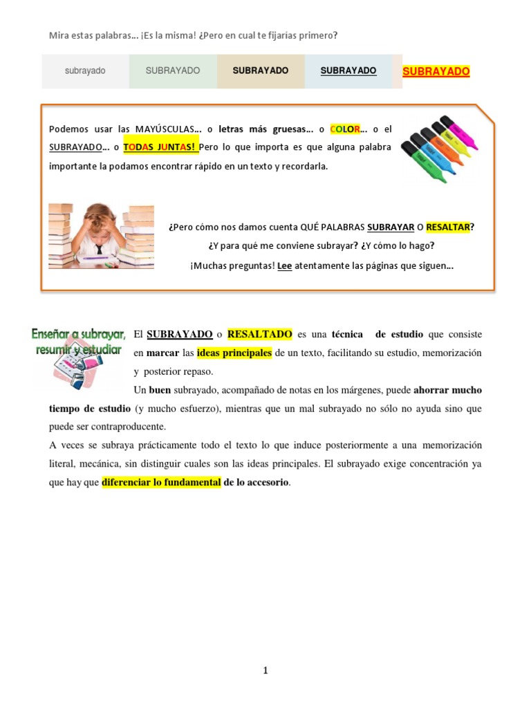 Técnicas de Subrayado Efectivo | PDF