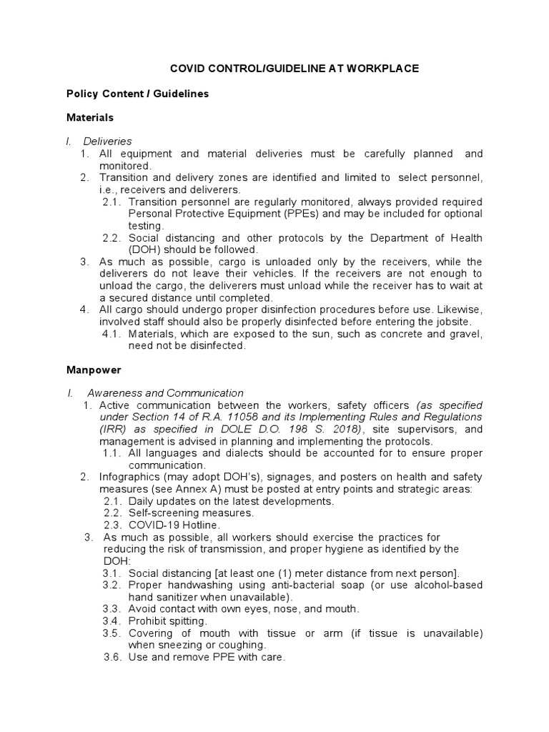 COVID-19 Workplace Safety Guidelines | PDF | Diseases And Disorders ...