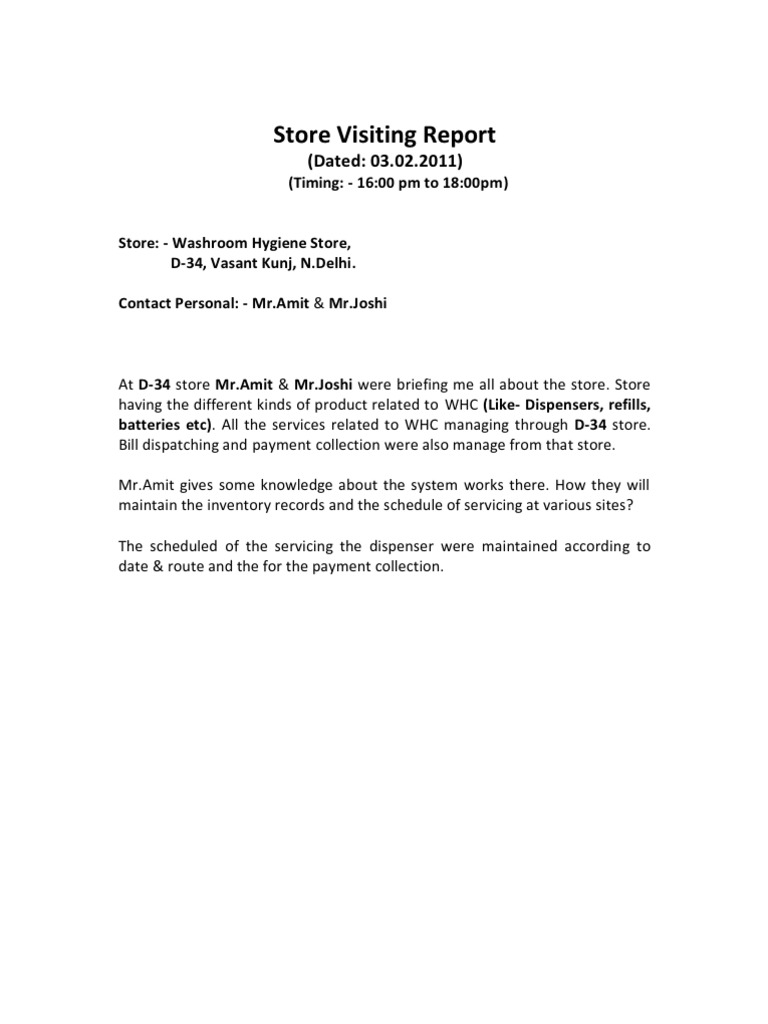 Store Visitng Report | PDF