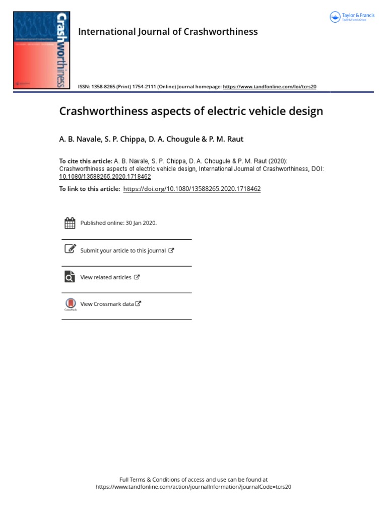 Crashworthiness Aspects of Electric Vehicle Design | PDF | Electric ...