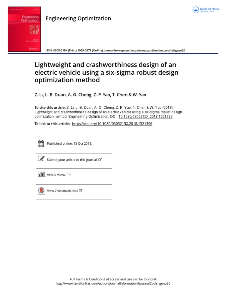 Lightweight and Crashworthiness | PDF | Mathematical Optimization ...