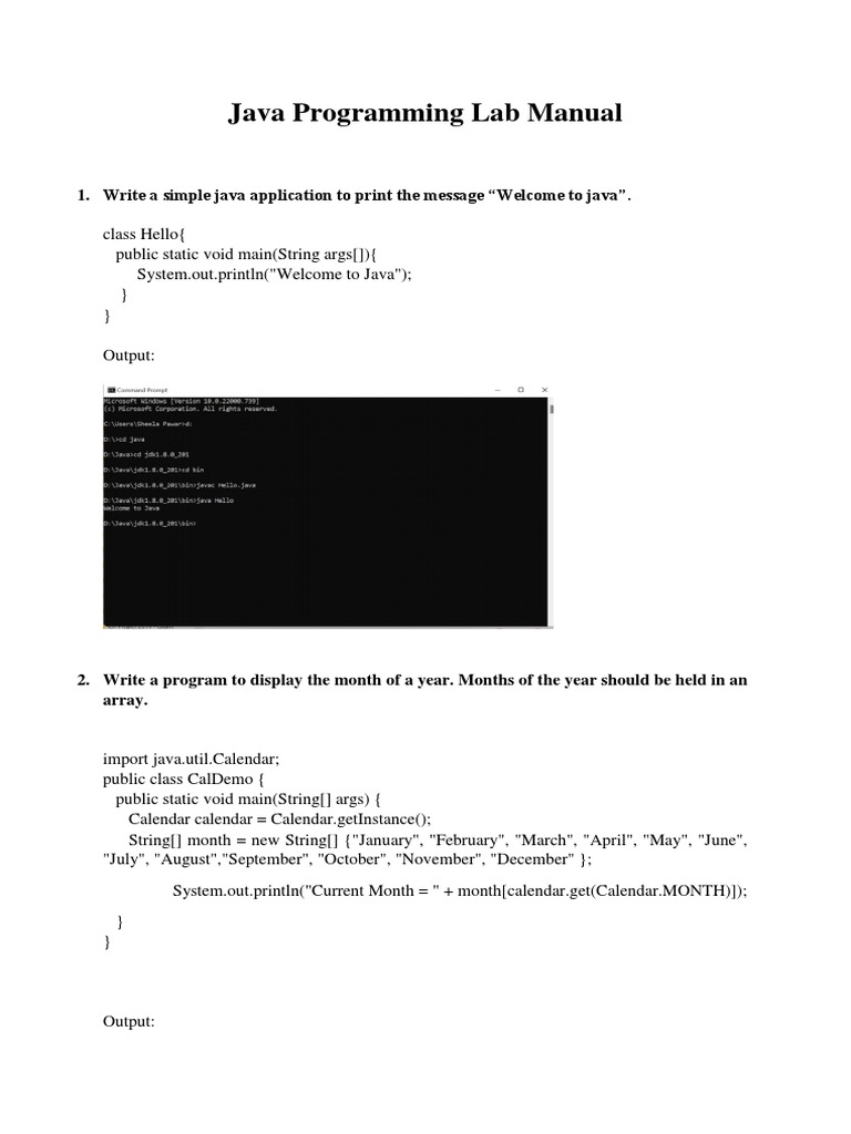 Java Programming Lab Manual - NEP | PDF | Computer Programming ...