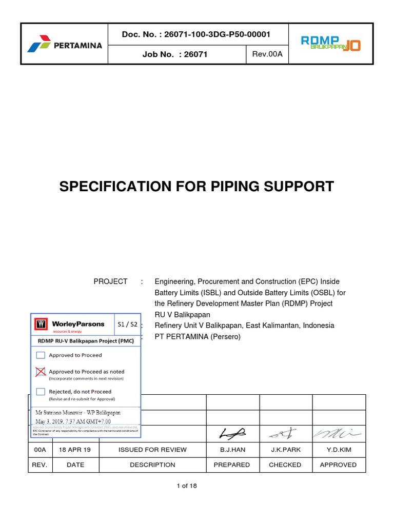 Piping Support Specification 26071 | PDF | Pipe (Fluid Conveyance ...
