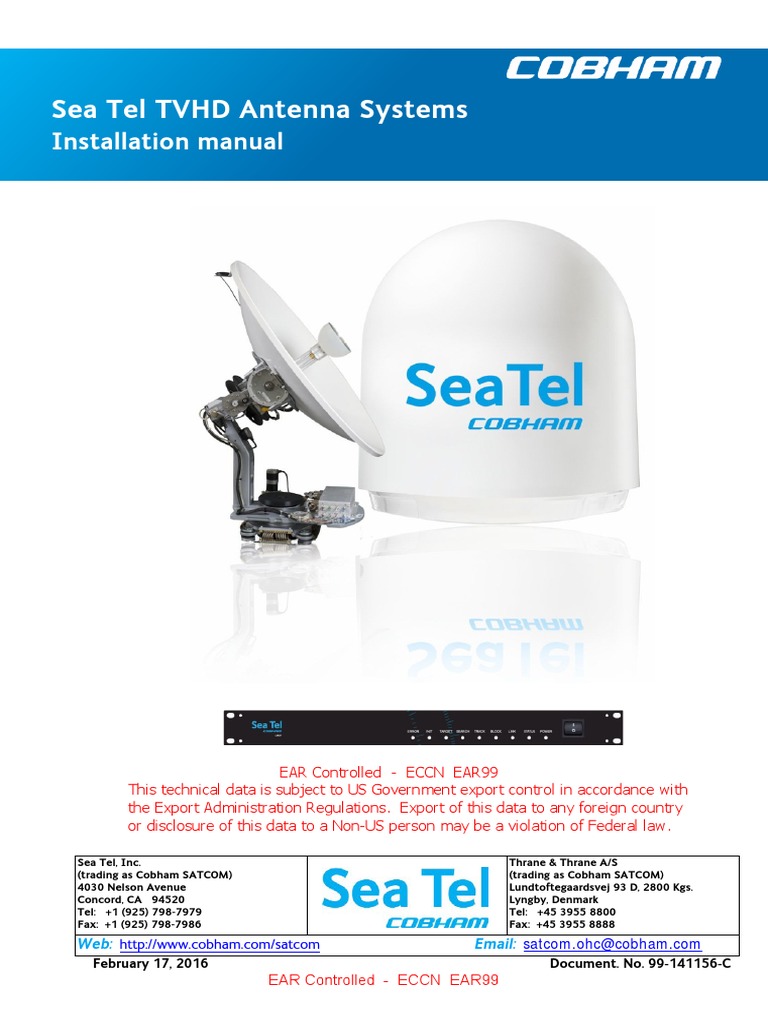 99 141156 C Installation Manual Sea Tel TVHD Eccn Ear99 PDF