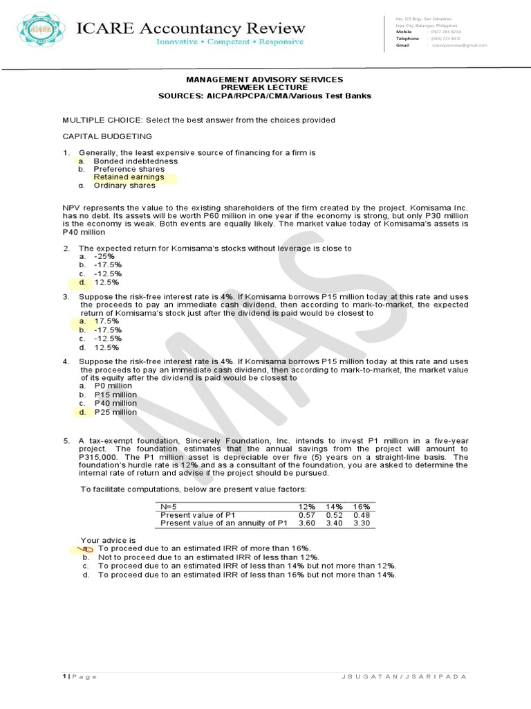 ICARE - MAS - PreWeek - Batch 4 | PDF | Financial Risk | Beta (Finance)