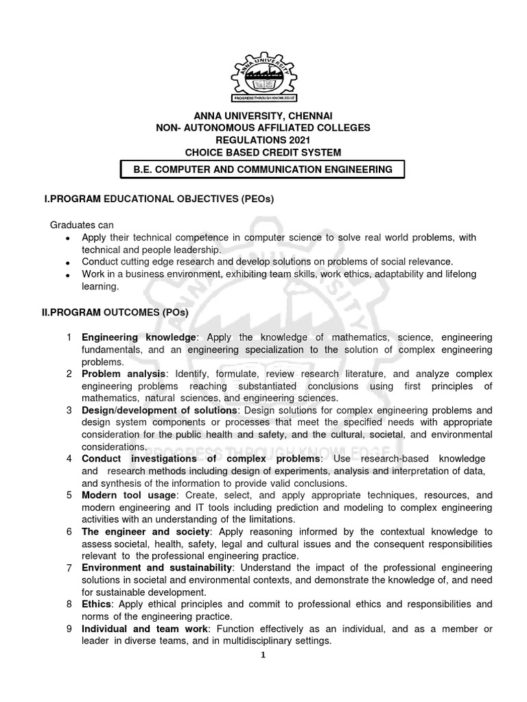 Anna University, Chennai NonAutonomous Affiliated Colleges Regulations