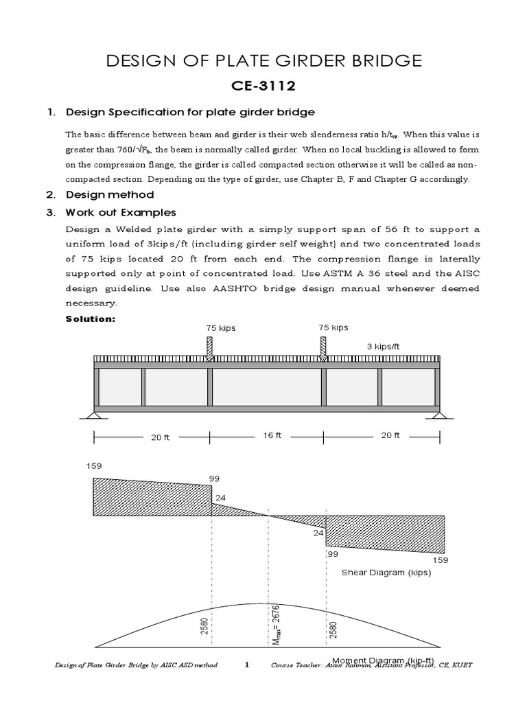 Plate Girder Bridge Design Overview | PDF | Bending | Bridge