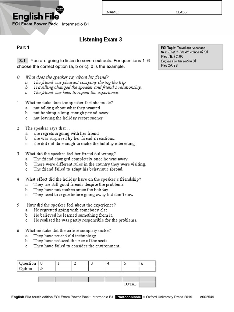 B1 Listening 3 | PDF