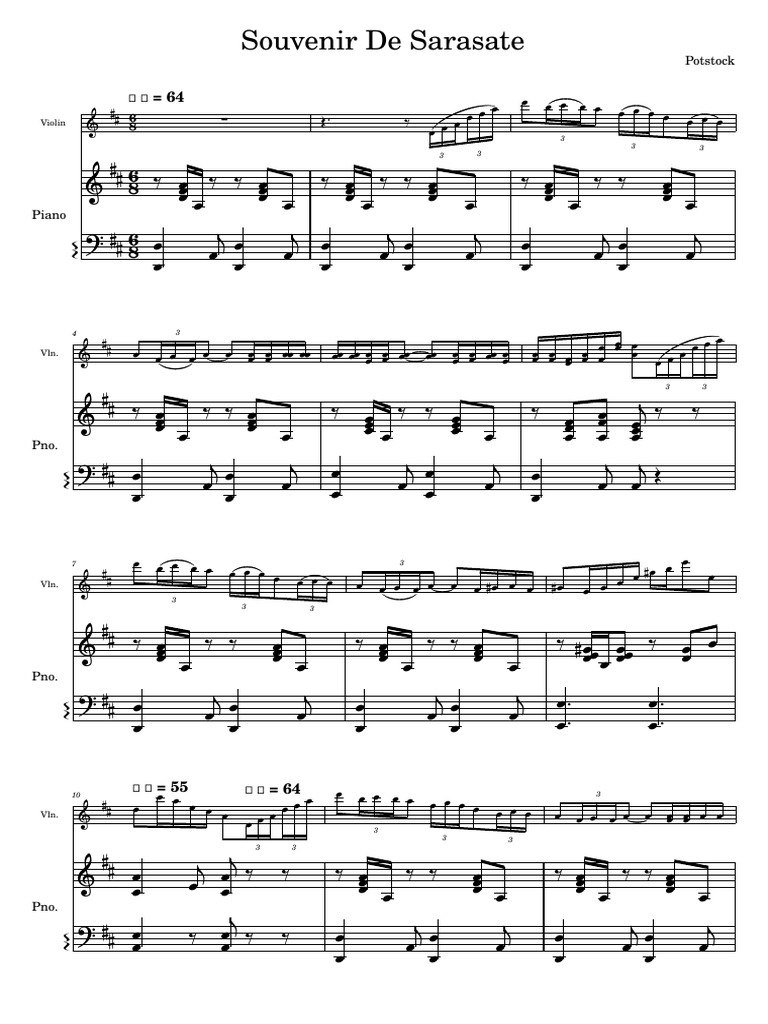 Potstock Souvenir de Sarasate PDF Violin
