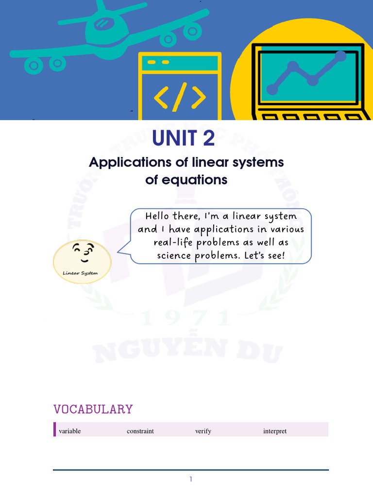 Topic 2. Application of Linear Systems PDF System Of Linear