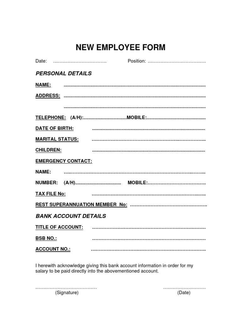 New Employee Form | PDF