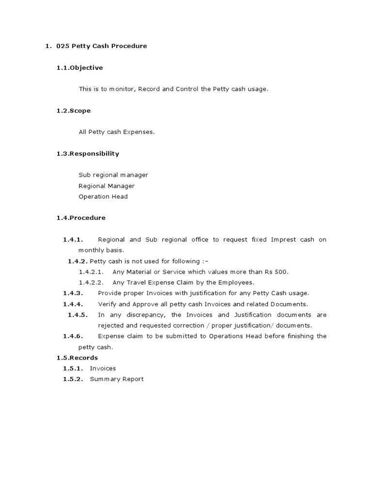 Petty Cash Management Procedures Guide | PDF