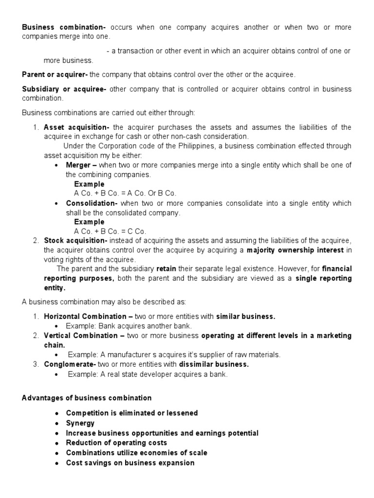 Reviewer BUSINESS COMBINATION | PDF | Mergers And Acquisitions ...