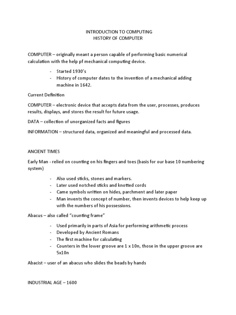 Introduction To Computing Notes | PDF | Central Processing Unit ...