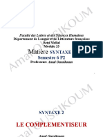 1 - M33-S06P2-Syntaxe II Complémentiseur-Dislocation Et Montée de Sujet Semestre, PR - Oussikoum Amal