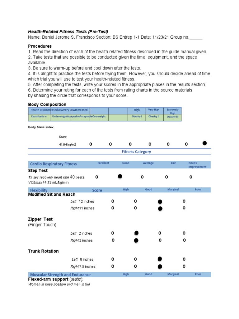 health-related-fitness-tests-pre-test-pdf-physical-fitness