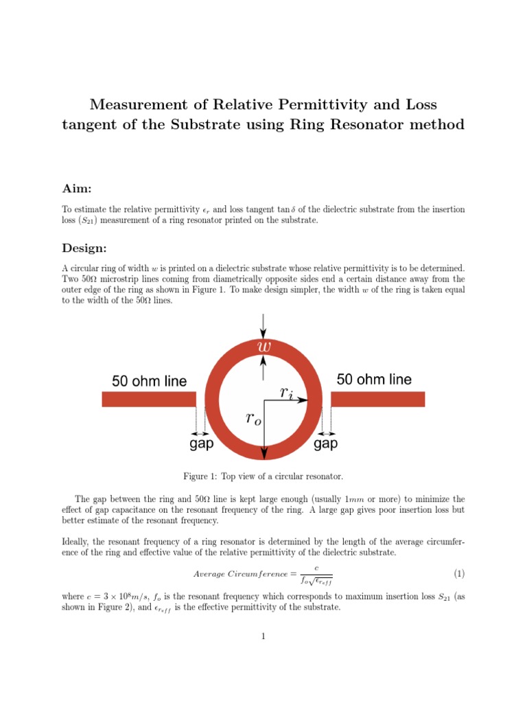 Experiment7 Ring Resonator PDF Permittivity Radiation