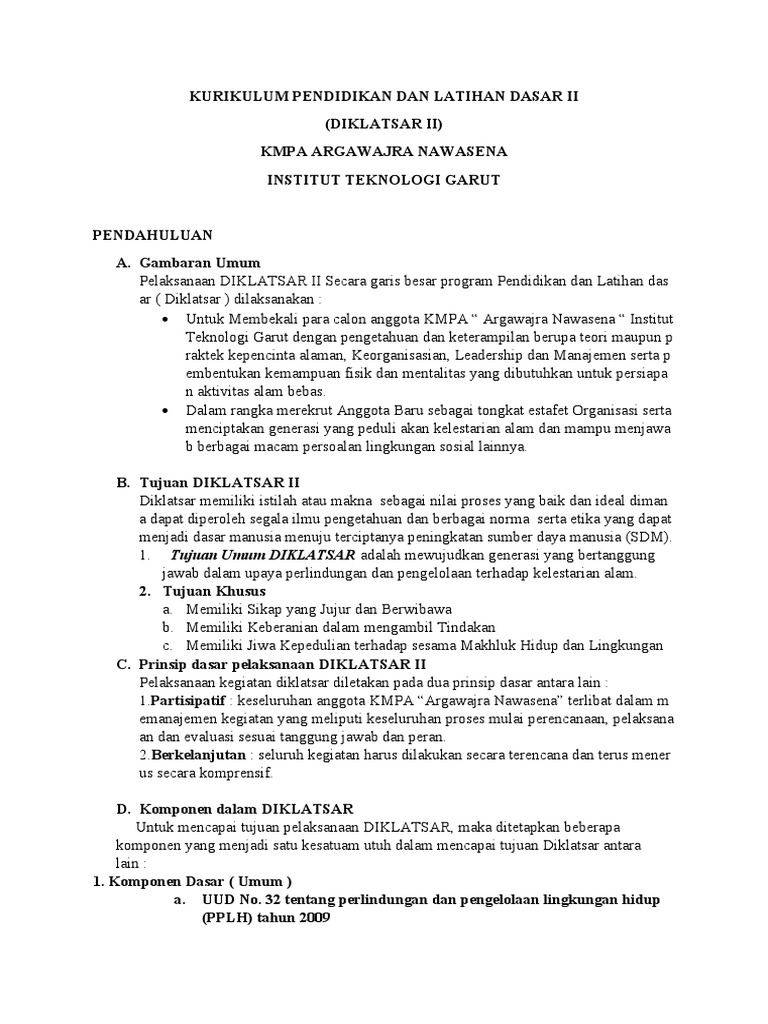 Diklatsar II KMPA IT Garut: Tujuan & Metode | PDF