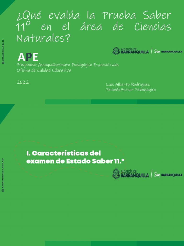 Taller Formativo en La Prueba Saber 11° Del Área de Ciencias Naturales ...