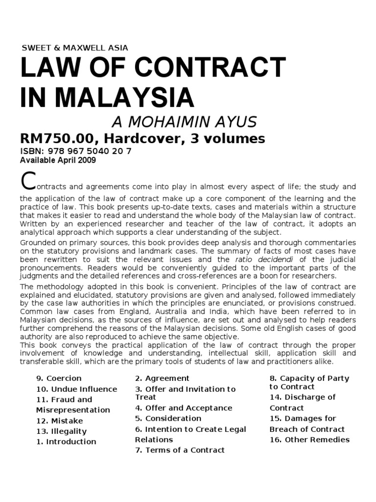 Malaysian Contract Law Explained | PDF