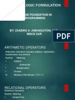 PLF 4 - Designing - Arithmetic, Relational and Logical Operators October 22, 2020 No. 4