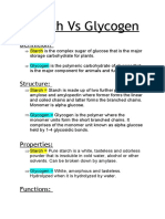 Starch Vs Glycogen