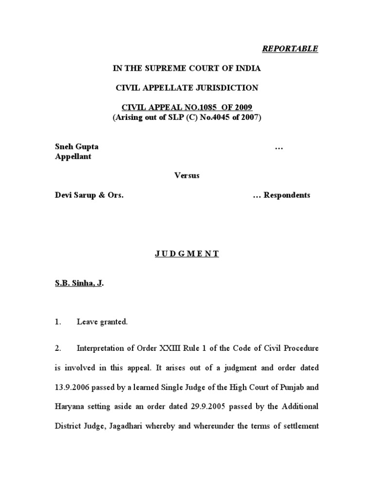 Recording Compromise in A Suit Principles Stated by SC Decision of 2009 ...