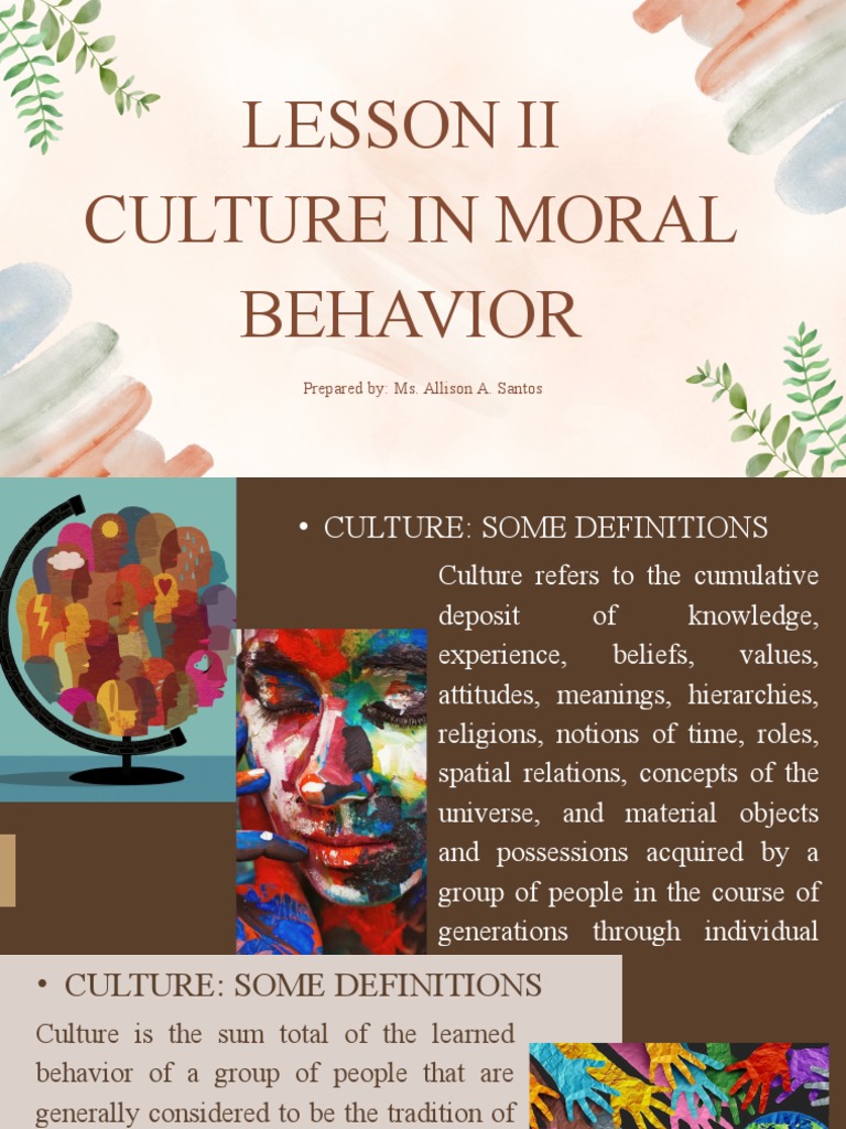 Lesson 2 Culture in Moral Behavior PDF Relativism Morality