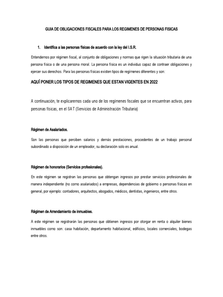 Guia de Obligaciones 2.0 | PDF | Impuesto sobre la renta | Impuestos