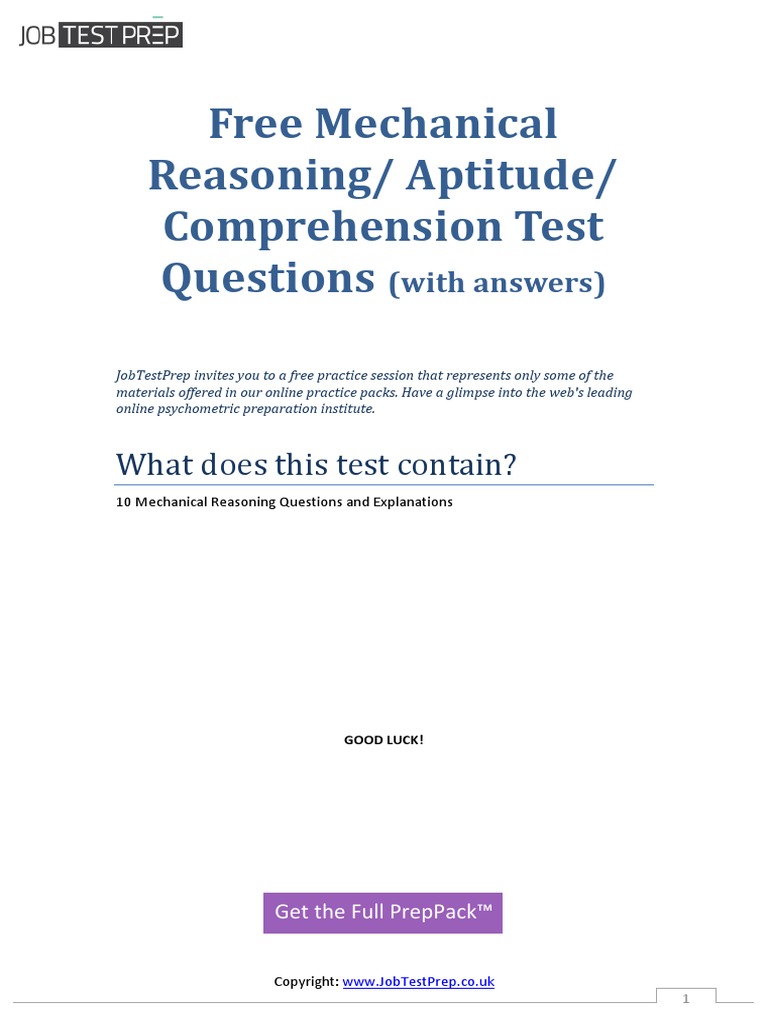 Free Mechanical Aptitude Questions Answers PDF Cognitive Science