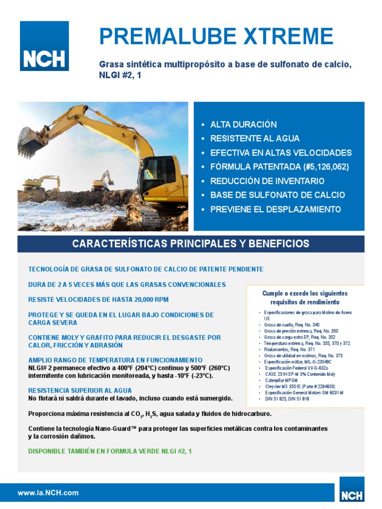 Grasa Premalube Xtreme NLGI #2 | PDF | Lubricante | Agua