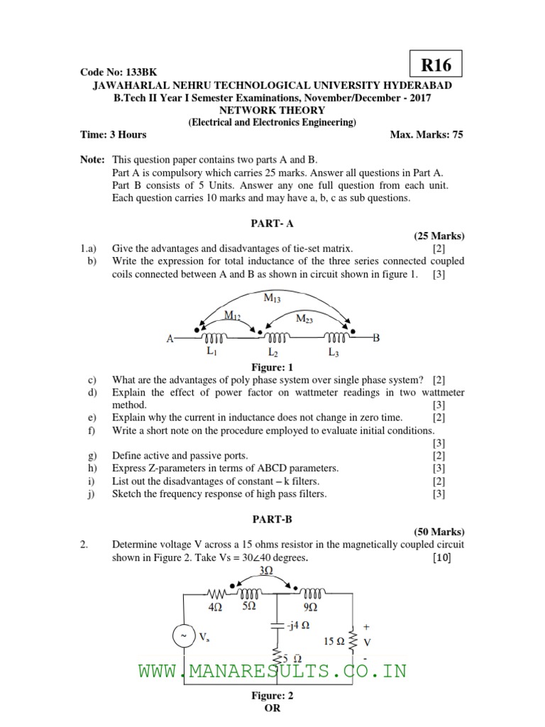 B.Tech Network Theory Exam Paper 2017 | PDF | Electrical Network ...