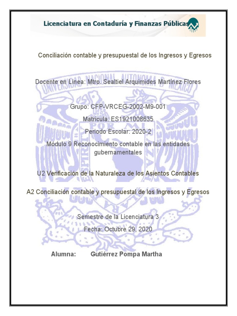 M9 U2 A2 MAGP Conciliacióncontable | PDF | Contabilidad | Presupuesto