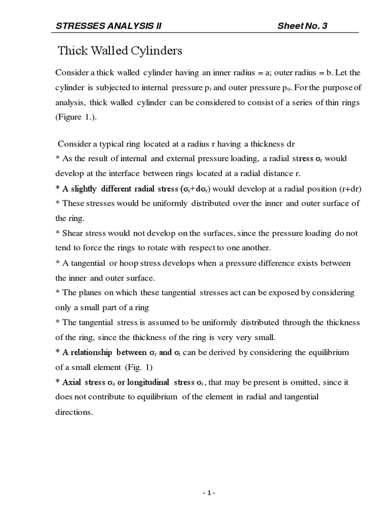 Thick Walled Cylinders (Plane Stress) | PDF | Stress (Mechanics ...