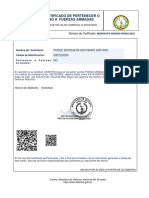 Certificado de Pertenencia a Fuerzas Armadas Ecuador