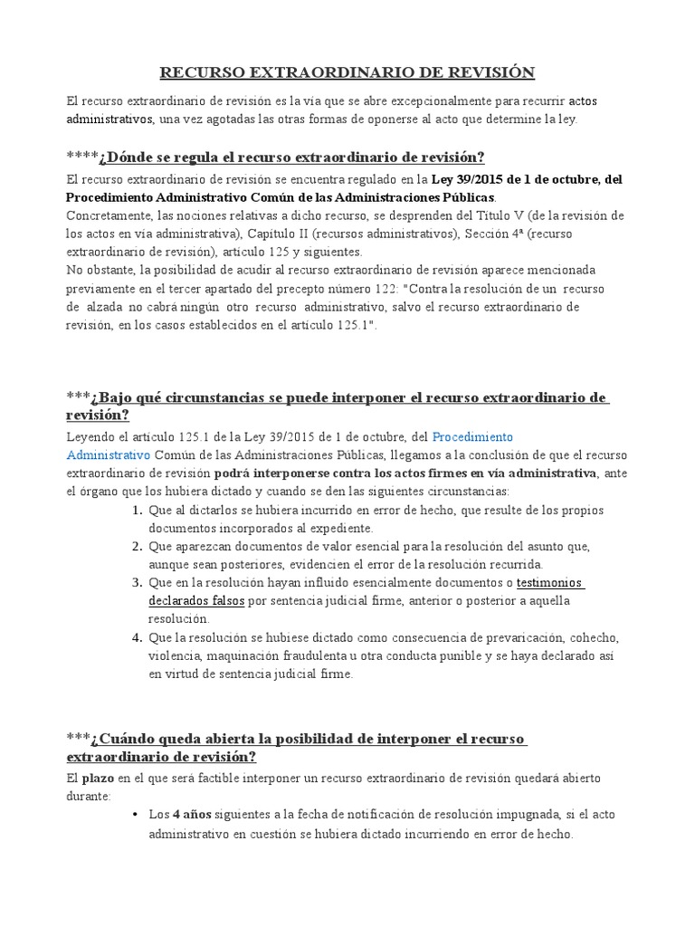 Recurso Extraordinario de Revisión | PDF | Sentencia (ley) | Justicia