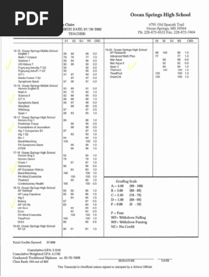 High School Transcript