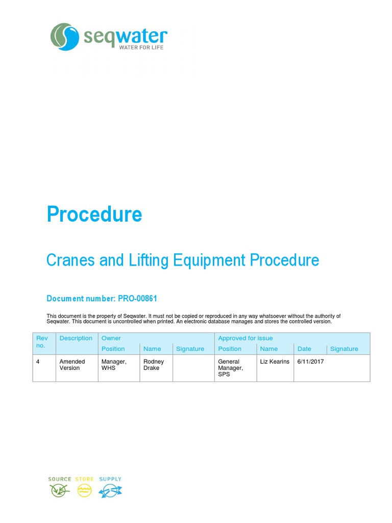 PRO00861 Corporate Safety Cranes and Lifting Equipment Safety