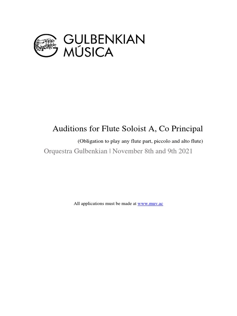 Gulbenkian Orchestra Flute Auditions 2021 Soloist Regulation ENG