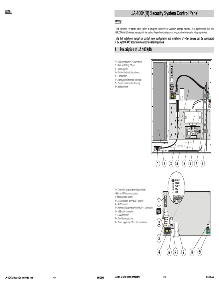 JA-100K Installation Manual | PDF | Fuse (Electrical) | Usb