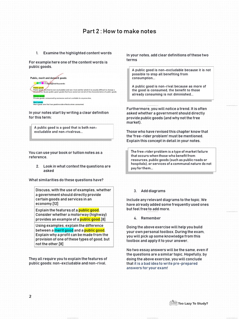 How to make notes | PDF | Economies | Microeconomics